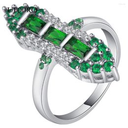 Wedding Rings Exaggerated Top Quality Big Gem Ring Green Made With Genuine Austrian Crystals For Women Full Sizes Drop