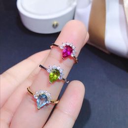 Cluster Rings Natural Topaz Olivine Ring 925 Sterling Silver Selling Exquisite And Beautiful Women's Gift