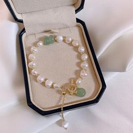 Korean Trendy Fashion Women Freshwater Pearl Bracelet Temperament Classic White Pearl Bracelets Female Women's Jewelry276P