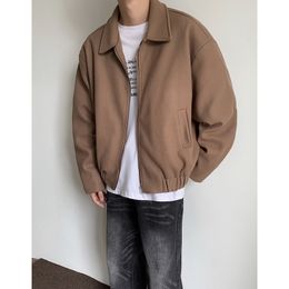 Men's Wool Blends Winter Short Woollen Coat Men Warm Thicken Jacket Korean Loose Zipper Oversized Thick Jackets 230922