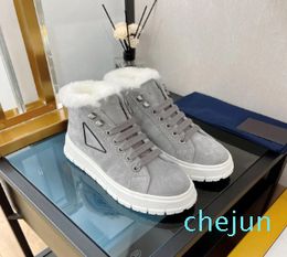 Luxury Designer Women Snow Boots Fashion Genuine Suede Leather Lace Up High Top Sneakers Runway