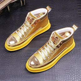 Men's Heightening Top Network High Red Trend Personality Board Shoes Gold Casual Sequin Boots A01 6417 672