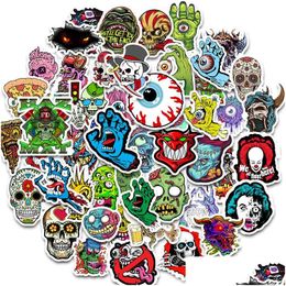 Car Stickers 50Pcs Waterproof Laptop Skl Horrible Graffiti Patches Decals For Motorcycle Bicycle Lage Skateboard And Home Drop Deliver Dhbjn