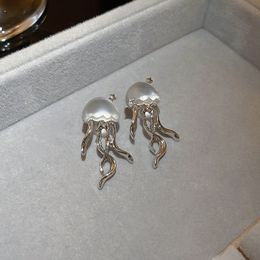 S3808 Fashion Jewellery S925 Silver Post Stud Earrings For Women Cool Frosted Jellyfish Earrings