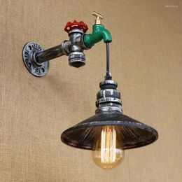 Wall Lamp Retro Iron With Switch Steampunk Water Pipe Vintage Loft E27 110V / 220V Led Lights For Bedroom Living Room Bar Bed