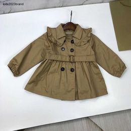 fashion kids autumn coat Double breasted baby Jacket Size 110-160 CM Pleated lace lapel Spring windbreaker for girl boy Sep20