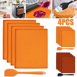 Rolling Pins Pastry Boards 4pcs Silicone Dehydrator Mats with Edge Non stick Sheets Multifunctional Trays Scraper 2023 230923