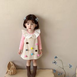 Clothing Sets Autumn Girls Strap Dress Set Baby Girl Cute Pompon Vest With Shirts Children Princess 2pcs Suit 230923