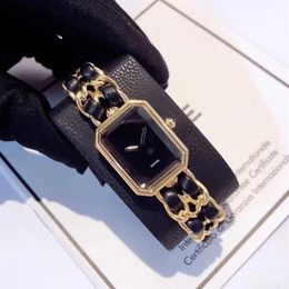 Drop Women Watches 16MM dial Gold Black Chain Quartz Lady Watch elegant wristwatch montre de luxe348d