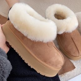 Designer Women Tazz Platform Snow Boots Tasman Fur Slipper Ultra Mini Boots Australia Snow Boot Winter Warm Shoes Real Sheepskin Booties Men Size 35-44