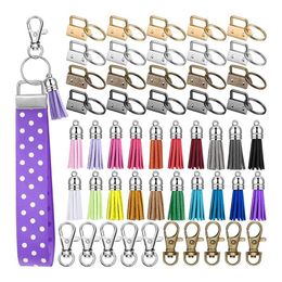 Keychains 60 Pcs Key Fob Hardware Set Include 20 Wristlet With Keyring And Keychain Tassel Swivel Snap Hook233N