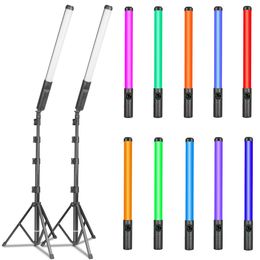 Flash Heads RGB Video Light Tube with Tripod Stand Remote Contrl Vlog Fill Light Pography Lamp Po Studio Ligt for TikTok Live 230922