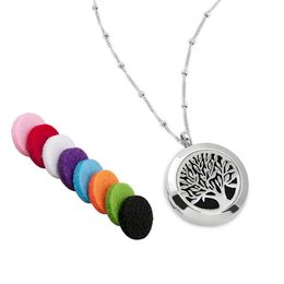 316L Surgical Grade Stainless Steel Aromatherapy Essential Oil Diffuser Necklace 22 Chain 6 Washable Pads Jewelry Bag2266