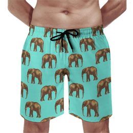 Men's Shorts Cute Elephant Board Vintage Animal Print Retro Beach Men Pattern Surfing Fast Dry Swimming Trunks Birthday Present