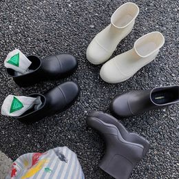 Fashion design non-slip rain boots leather big head rain shoes outside Lightweight short boots 093012