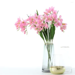 Decorative Flowers 1 PCS High Quality Artificial Plastic Orchid Flower Wedding Party Home House Room Table Decoration Gift F661