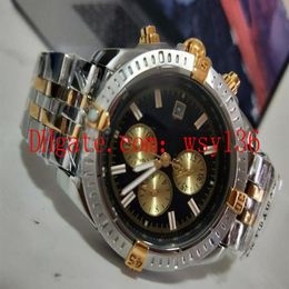 -Selling Evolution B13356 18K Yellow Gold Chronograph Quartz Men's Sport Wrist Watches Stainless steel Black Dial Date Me319W