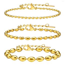 Strand Rugby Style 18k Gold Plated Link Chain Bracelet Stainless Steel Women Fashion Jewelry Wholesale
