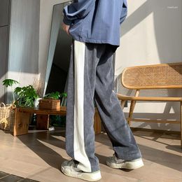 Men's Pants Patchwork Striped Wide Leg Casual Men Fashion Straight Tube Elastic Waist Trousers Male Oversize Drawstring 5xl