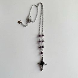 Pendant Necklaces Lariat Rosary Beaded Necklace Black Star Whimsigoth Y2K Grunge Fairycore Goth