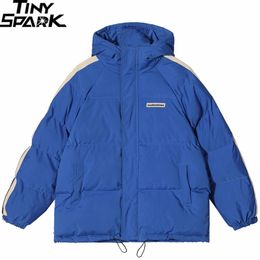 Men's Down Parkas Men Hooded Jacket Parka Streetwear Harajuku Padded Jacket Plain Solid Color Winter Cotton Windbreaker Warm Ourwear Thick 230922