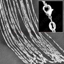 10pcs Lot 2mm Figaro Chain 925 Sterling Silver Jewellery Necklace Chains with Lobster Clasps Size 16 18 20 22 24 26 28 30 Inch227l