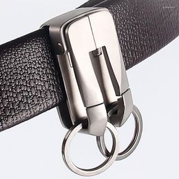 Keychains Luxury Key Chain 316L Stainless Steel Men Belt Car Keychain Double Hook Waist Hanging Ring Holder Buckle Durable Gift