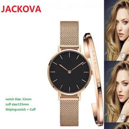 Rose Gold Watches High Quality Lady Wristwatches Cuff Bracelet nice designer Stainless Steel Women Watch Quartz Clock273Q