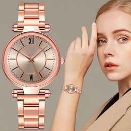 Wristwatches Fashion Women Wristwatch Stainless Steel Strap Quartz Watches Casual Rose Gold Female High Quality Wrist Watch Gift For Wife