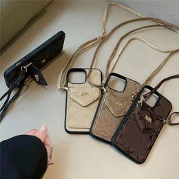 Fashion wallet Phone Cases for iPhone 15promax 15 15pro 14Pro Max 14 14pro 13 13promax 12 12pro Luxury Leather Crossbody Cover With Lanyard case