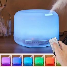 1pc 500ml/16.91oz Premium Essential Oil Diffuser and Humidifier with 7 LED Colour Changing Lights, Remote Control, and Auto-Off Safety Switch