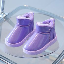 Boots Baby Girls Casual Snow Boots Versatile Winter Korean Style Purple Simple Waterproof Kids Fashion Boys Roundtoe Ankle Boots 230922