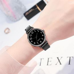 Wristwatches 2023 Watch Women Magnet Buckle Mesh Belt Watches Simple Ladies' Round Dial Quartz Clock Dress