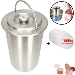 Meat Poultry Tools Ham Press Maker Machine 304 Stainless Steel Kitchen Cooking With 100 Pcs Patty Papers Thermometer 230922