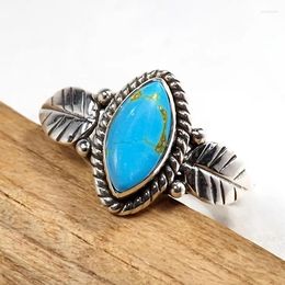 Wedding Rings Huitan Marquise Blue Acrylic For Women Anniversary Party Elegant Lady Leaf Band Ly Design Female Jewellery