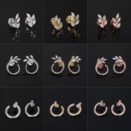 T Design open hoop stud earrings vine circle earrings 925 sterlling silver rose gold 18k gold plated Jewellery Luxury Brand Valentin267O