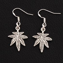 Maple Leaf Dangle Chandelier Earrings 925 Silver Fish Ear Hook 30pairs lot E360 37 6x15 6mm2680