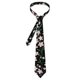 Bow Ties Pink Floral Tie Botanical Print Classic Elegant Neck For Adult Wedding Party Collar Custom DIY Necktie Accessories