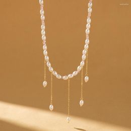 Pendant Necklaces Fashion Creative Rice Bead Crystal Necklace For Women Simple Versatile Ladies Banquet Gift Jewellery Wholesale Direct Sale