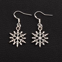 Snowflake Dangle Chandelier Earrings 925 Silver Fish Ear Hook 40pairs lot E790 15 5x37 2mm269p