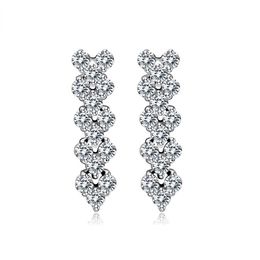 3A Austria Diamond Stud Luxury Heart Designer Earrings Shining Crystal Genuine 925 Sterling Silver Charm Zircon Roman Love Earring261V