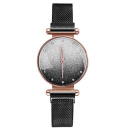 Light Luxury Fashion Fan Women Wristwatches Quartz Glossy Mesh Strap Goddess Watches Trend Magnet Buckle Ladies Watch2854