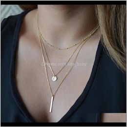 European Simple Multi Layers Tassels Bar Coin Clavicle Chains Charm Womens Fashion Jewelry Colar One Direction 8Kapi Pendant Neckl191w