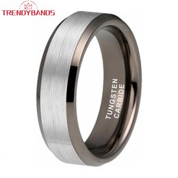 Wedding Rings 6mm 8mm Gunmetal Tungsten Carbide Wedding Band Engagement Ring for Men Women Fashion Jewellery Brushed Finish Comfort Fit 230922