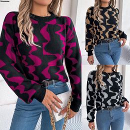 Women's Sweaters Women's Fall Autumn Winter Long Sleeve Knit Sweater Colour Block Striped Oversized Sweaters Pullover Loose Knitted Jumpers Tops 230922
