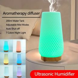 1pc 200ml 7 colors Portable Cool Mist Humidifier with Night Light and USB, Aroma Essential Oil Diffuser for Air Moisturizing and Relaxation