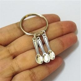 Keychains Spoons Keychain Antique Silver Colour Spoon Keyring Theory Tiny Charm Cute Christmas Gift