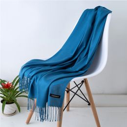 Scarves Fashion women scarf thin shawls Solid Colour Women Scarf Winter Hijabs Tassels Long Cashmere Like Pashmina Wraps 230922