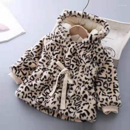 Down Coat 1-6 Years Baby Girls Jacket Winter Warm Faux Fur For Christmas Princess Outerwear Fashion Leopard Children's Clothing