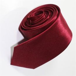 Satin Polyester silk Tie Necktie Neck Ties Men Women BURGUNDY Skinny Solid Colour Plain 20 Colours 5cmx145cm240l